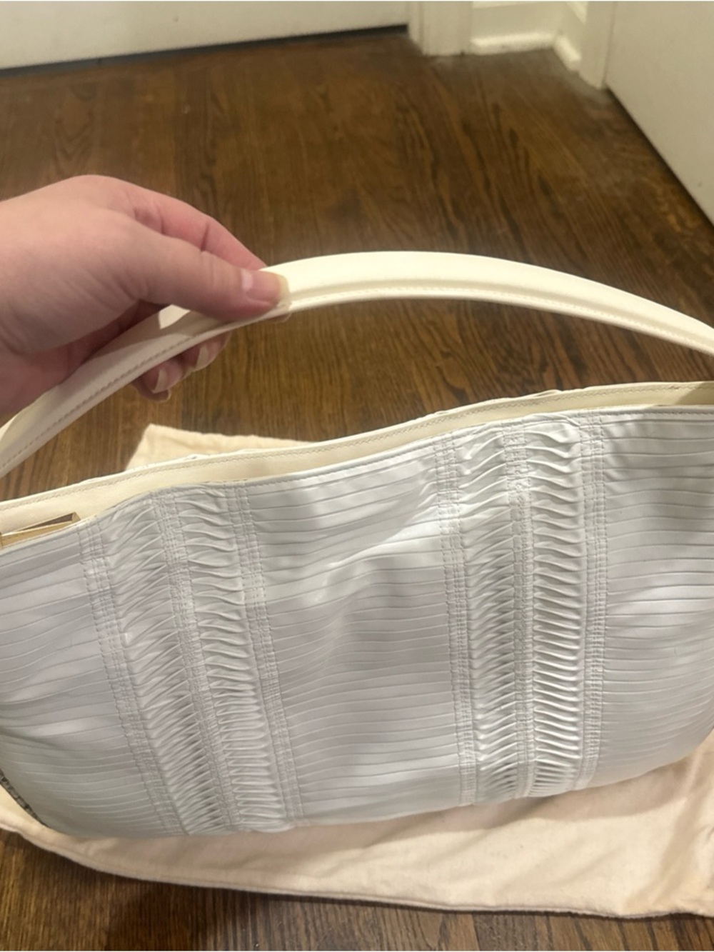 Jimmy Choo/Vintage/White Pleated Leather Hobo Shoulder Bag/Python/NIB/NEVER USED - Picture 12 of 16